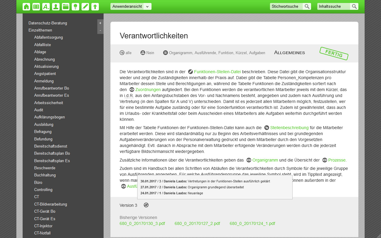 Änderungshistorie und bisherige Versionen als PDF-Dateien