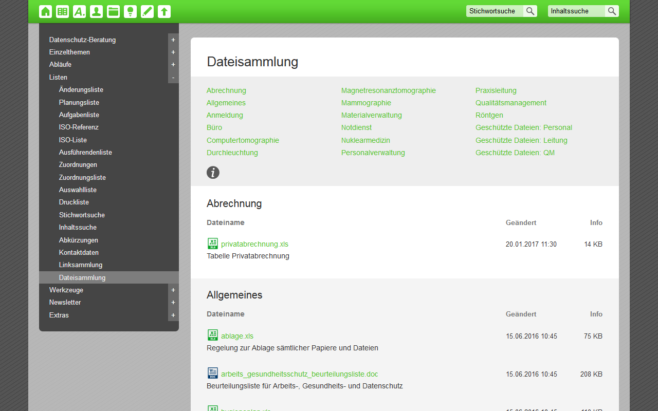 In der Dateisammlung sind alle Dateien mit einer Link-Funktion eingebunden